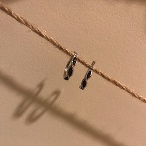 Kay jewelers black diamond hoop earrings
